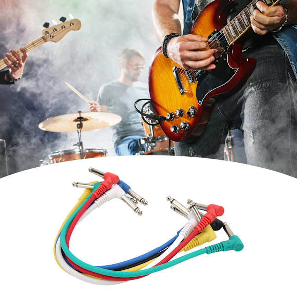 6 stk Effekt Kabel Farge Skjermet Støyreduksjon Pedal Patch Kabler for Elektrisk Gitar Bass