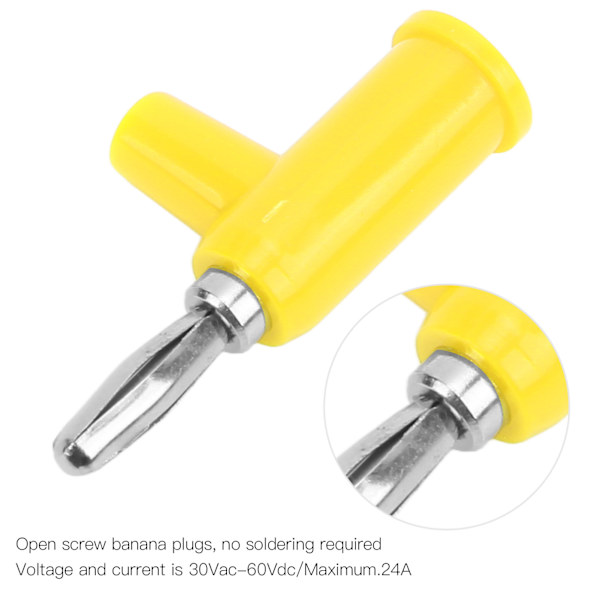 10 stk. Stakbare bananplugs 4mm/0,2 tommer Loddefri messing Standardstørrelse Stakbare bananforbindelse til sikkerhedstilbehør Gul