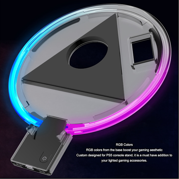 Digital RGB LED-base for PS5 vertikal stativ - 4 fargemoduser - Robust og slank RGB LED-konsollstativ for PS5