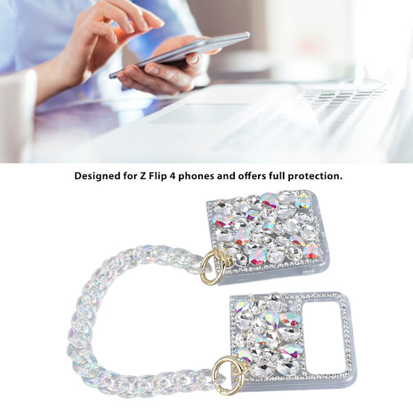 Flip Smart Phone Glitter Case med kæde PC Anti-fald Nem at installere Flip Phone Glitter Sparkle Case til Z Flip 4
