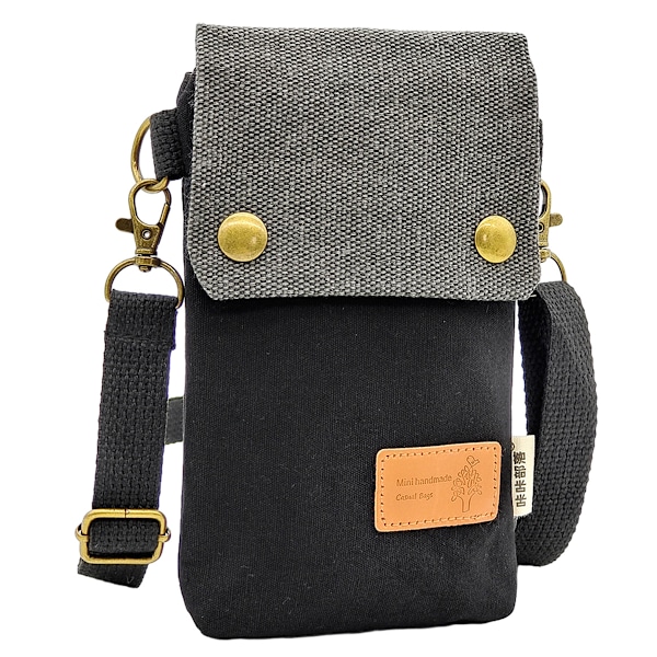 Canvas Liten Flip Crossbody Väska Mobiltelefon Väska för Kvinnor Armband Plånbok Väska Myntväska