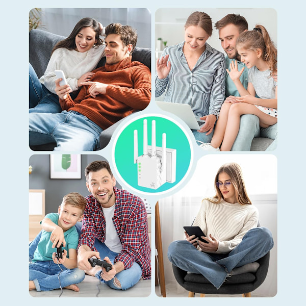 Stabil Wifi-förlängare med Stadig Signal, 2024 Dual Band 1200Mbps Långdistans Internet Repeater för 280 Kvadratmeter, Kompatibilitet med Flera Enheter och