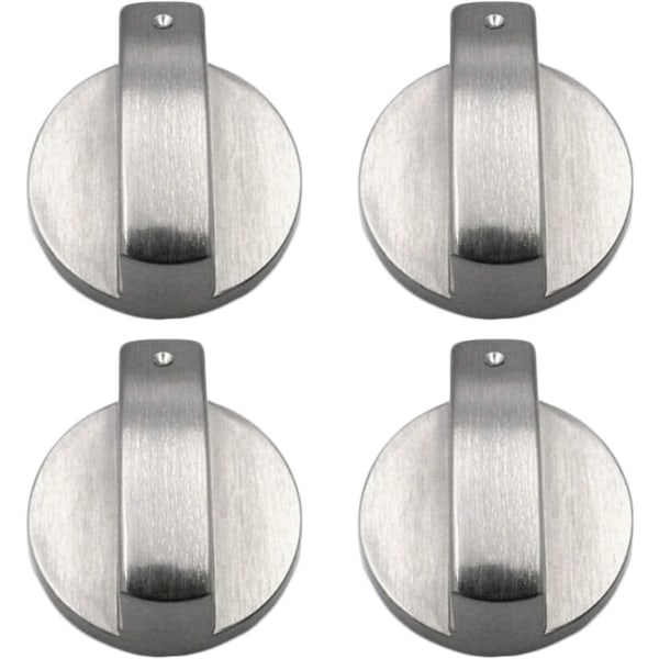 Xutong: Gasskomfyr-knauf, 4 stk, metall, 6 mm, sølvfarget, egg