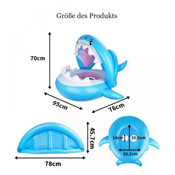 Justerbart Säkerhetssäte för Småbarn med Dubbla Luftkammare, Baby Pool Float med Miljövänlig PVC för Stränder Trädgårdar Badrum, Portabel