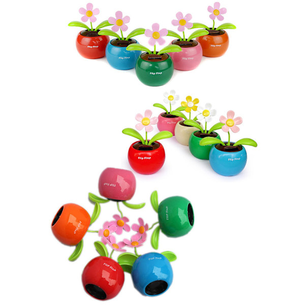 4 st slumpmässiga färger solcells drivna dansande blommor plast solcells dansande blommor skakande huvud bil kontor skrivbordsdekoration (12*7cm)