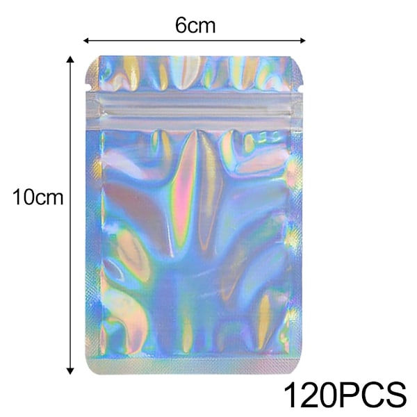 HRX Pakke Holografiske Ziplock-poser, 14x20cm Forseglelige Mylar Slikposer Folieposer til Voks Smelte Emballage Fødevareprøveposer (Pakke med 50)