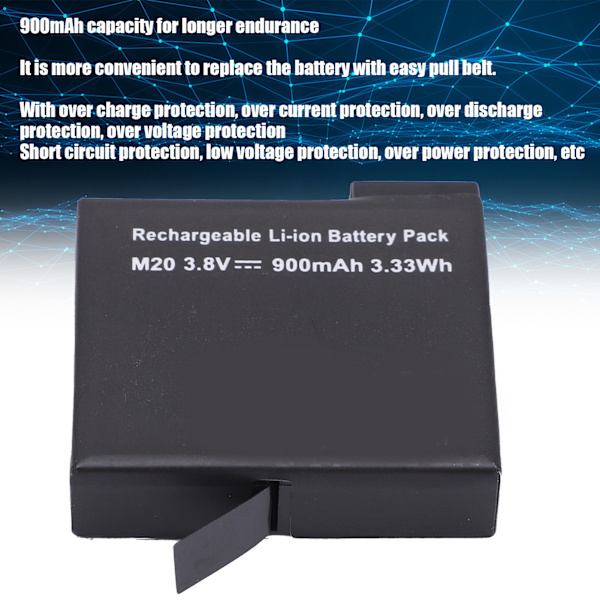 Alkuperäinen SJCAM M20 ladattava Liion-akku 3.8V 900mAh toimintakameran akku