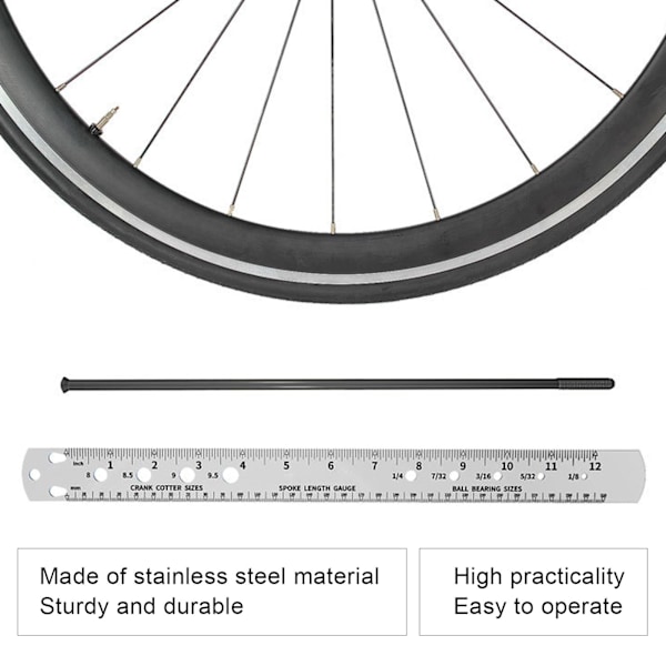 Pyörän puolan mitta, ruostumaton teräs, kaksisuuntainen polkupyörän mittaustyökalu kampilukitusruuville