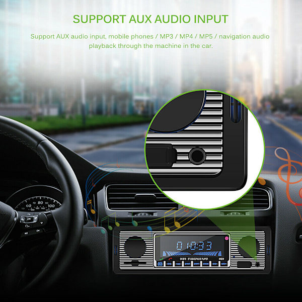Auto Bluetooth Radio Classic Auto Stereo MP3-soitin USB-SD-AUX-FM-liitännällä (12 V)