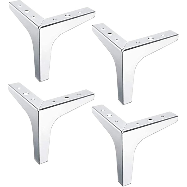 Möbelben i Mid-Century-stil, Triangeldesign för Soffor Sängar Skåp, Kromade Metallben med Elektropläteringsfärg, Stark Bärförmåga Set