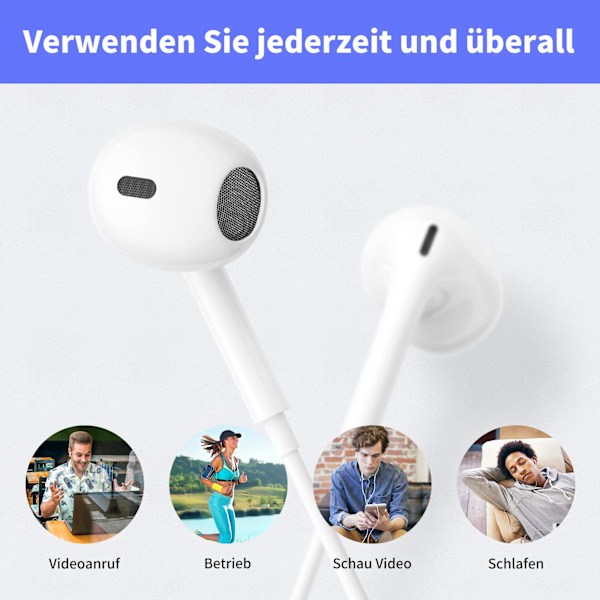 EarPods Hörlurar, Lightning-kontakt In-Ear Ergonomisk Design för Tydliga Samtal & Högkvalitativt Ljud, Integrerad Mikrofon för Handsfree-upplevelse