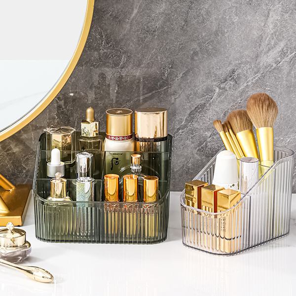 Makeup børsteholder, med 5 rum, skrivebordsopbevaringsboks bordpladeholder, 17,5*15*11cm