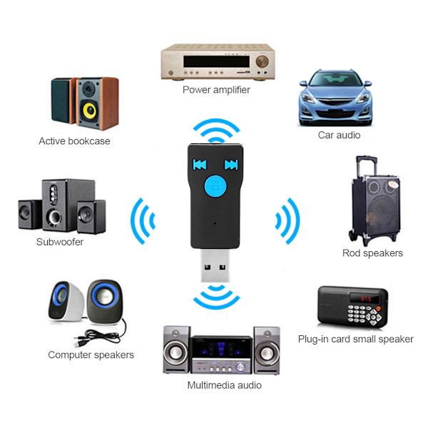 Dubbel utgång USB Bluetooth-mottagare Bil Trådlös ljudmottagning Högtalaruppspelning