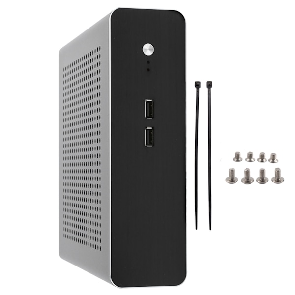 G60S HTPC Chassis Full Aluminium DCATX Strømforsyning MiniITX Kabinett for Stasjonær Datamaskin (Noir USB2.0)