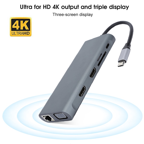 Portabel 12-i-1 USB 3.0 till HDMI VGA PD USB-hub för OS X-bärbar dator Dockingstation Adapter