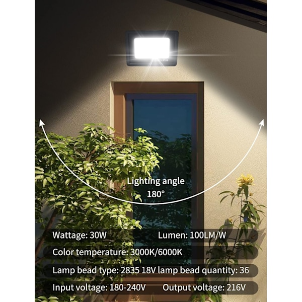 Utomhussäkerhetsbelysning med högkvalitativt LED-chip, hållbart hölje säkerställer lång livslängd, flexibelt fäste för enkel installation