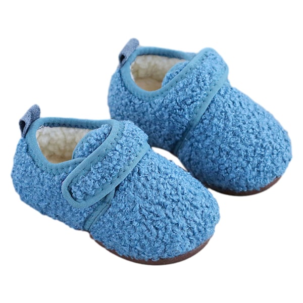 1 par Unisex Barn Toddler Tofflor Strumpor, Konstgjorda Ulltofflor med Halkfri Gummisula (Inre längd 13.5cm) blue 13.5cm