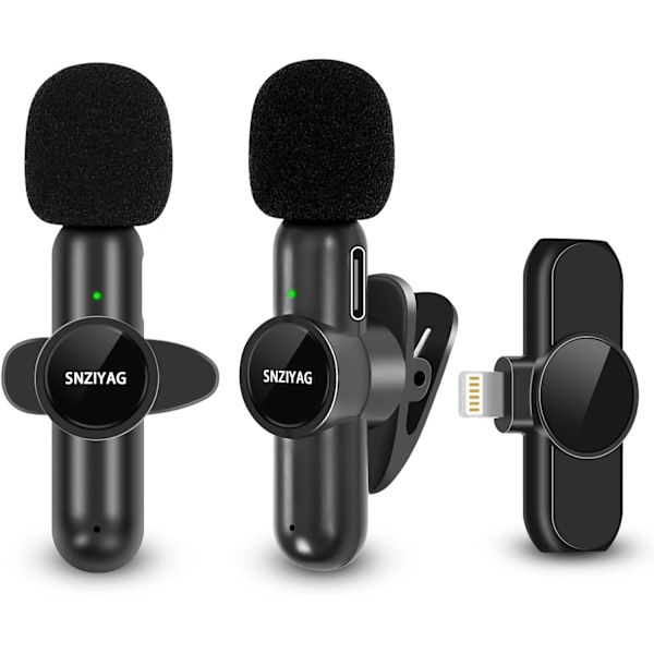 Bluetooth Lavalier Mikrofon, Full Band 20 kHz Stereo, Noll Fördröjning för YouTube, Podcast, Vlog, Intervju