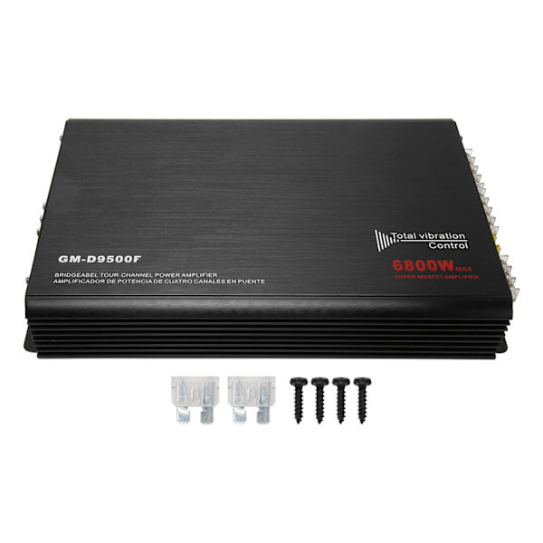 Bilforstærker 6800W 4-kanals aluminiumlegering subwoofer højttalerforstærker 12V