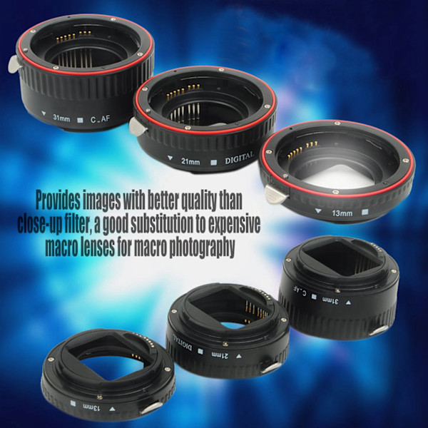 Autofokuserande makroförlängningslinsadapterrörringset för Canon EOS EF-fattning