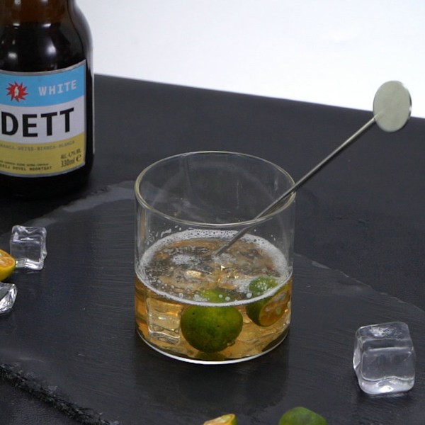 Rostfri sked med funktionellt vridgrepp, diskmaskinssäkra cocktailredskap i rostfritt stål för mjölkkaffe