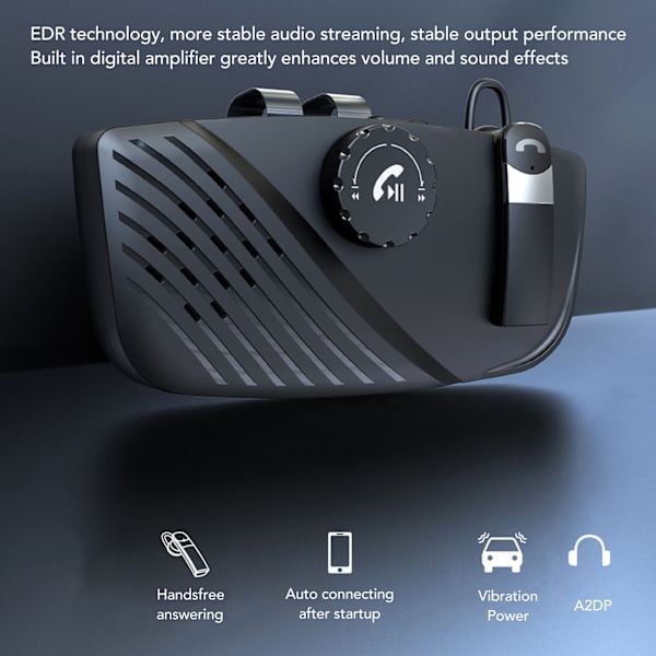 Solskærm Bil Håndfri Højttalertelefon Kit Bluetooth 5.0 EDR Støjreduktion Universal til Lastbiler Busser Pickups