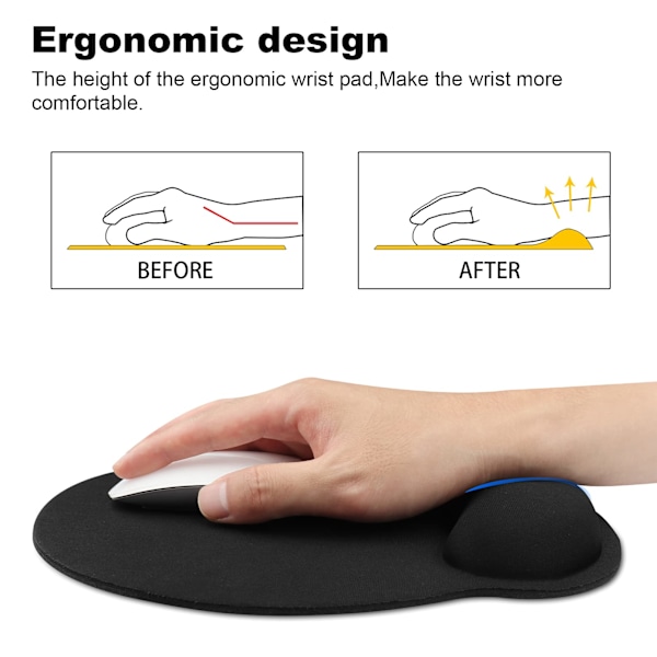 Ergonomisk Gel Musmatta, Minnesgelsfylld Kudde Ger Bekvämt Stöd för Din Handled, Tvättbar Design Säkerställer Hållbarhet, Perfekt för
