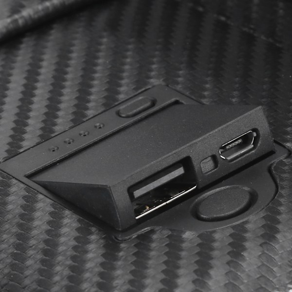 Trådløs opladningspung Sort PU Bærbar strømforsyning Oplader USB-kabler Porte