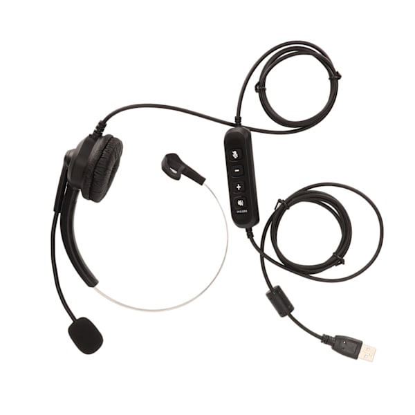 USB-headset för affärer med brusreducering, ensidig öronhörlur, stödjer samtal, högtalarvolymjustering, mikrofonstum