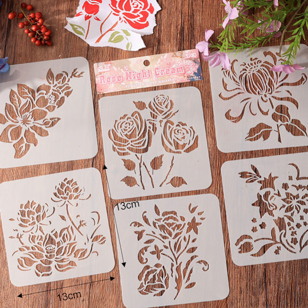 18 stycken återanvändbara schabloner, naturblomstschabloner för tygmålning, ritmallar med blomblad för trä, canvas, DIY-konstkort, anteckningsbok