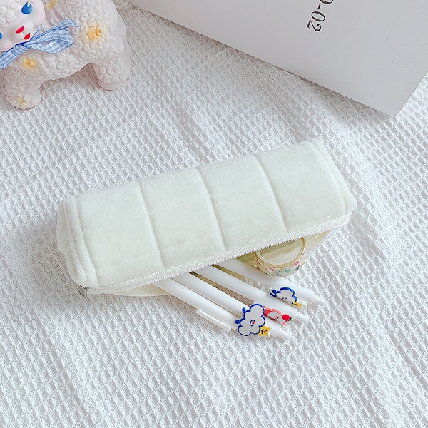 Plys blyantpose makeup taske lynlås blyantpung til kontorartikler kosmetik makeup rejsetilbehør