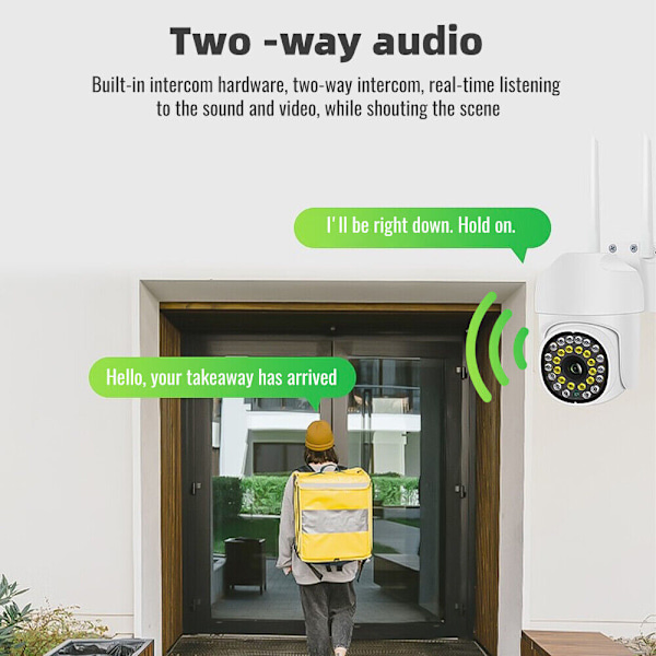 Trådlös 2 Megapixel Färg HD Säkerhetskamera, 360° PTZ Utomhusövervakning, WiFi IP PTZ med AI och Auto-spårning, Färg Night Vision, Hög Förstärkning