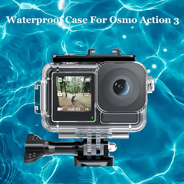 Vanntett kamerahus for actionkamera 40m/131ft vanntett beskyttende dykkeskall med brakett for DJI Osmo Action 3