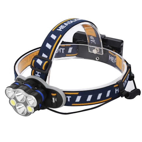 Starkt ljus fiske pannlampa LED+COB utomhus vattentät ficklampa