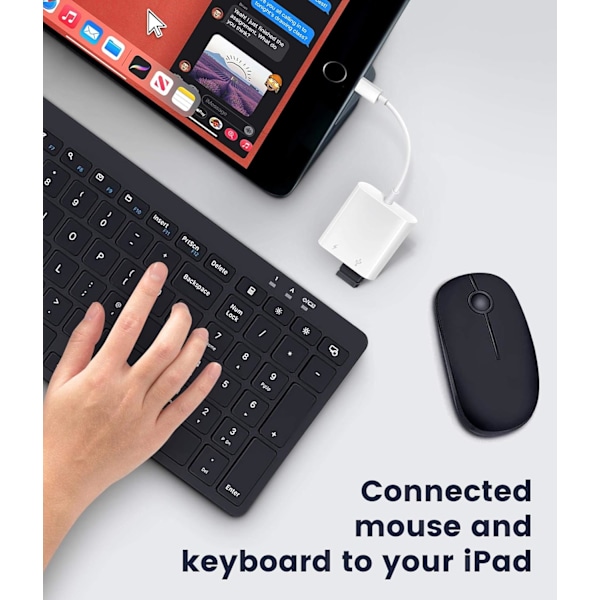 iPhone iPad OTG-adapter, Lightning till USB-omvandlare med Plug and Play & Laddningsport, USB-minne & Kortläsarkompatibilitet Midi