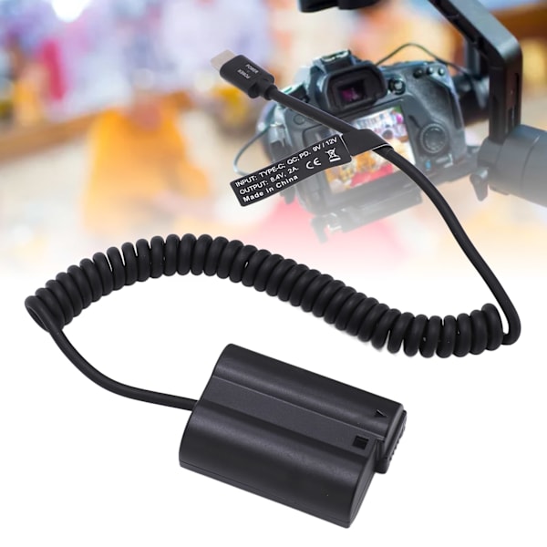 Type C fuldt afkodet dummy batteri powerbank med EN EL15 fjederkabel til D810 D850 Z5 Z6 Z6II Z7 Z7II kamera