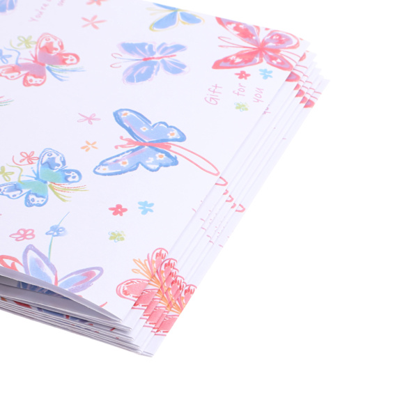6 Ark Fjäril Omslagspapper, Blomsterförpackningspapper, Rosa Fjäril Omslagspapper, Omslagspappersrulle för Alla hjärtans dag, Födelsedagsfest, Baby