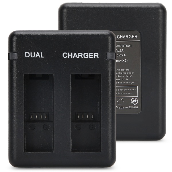 Dubbel batteriladdare med Micro USB-kabelladdningsstation för AHDBT‑801/Gopro801/701‑501