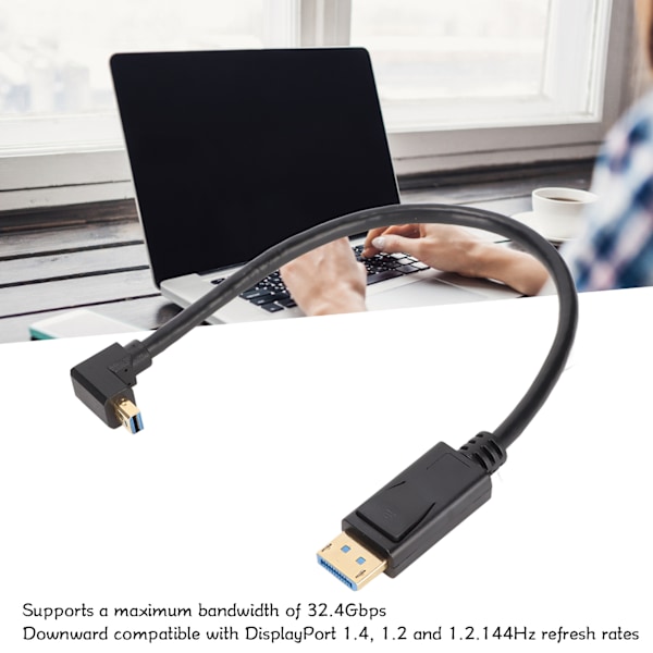 DP til MiniDP Adapter Multifunktionel Understøtter 8K 60Hz 4K144Hz Bidirektionel Transmission Mini DisplayPort Adapter Opadgående Bøjning