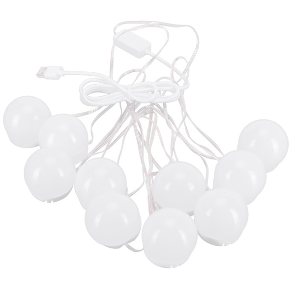 LED-spegellampor 10 LED-lampor Stick on Type USB-kontakt Makeup-ljus för badrumsspegel
