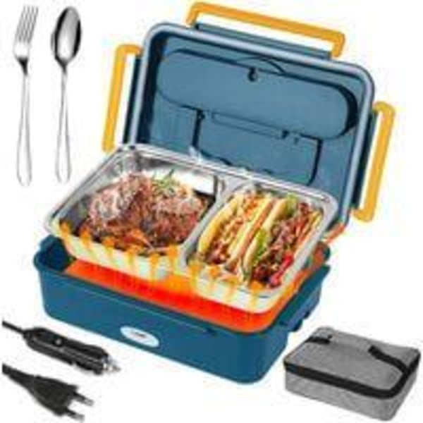 Heated Lunch Box 3 In 1 Insulated Meal Box Heated Lunch Box 1.2l Electric Insulated 220v 12v-24v 25x18x8cm(Lxdxh)