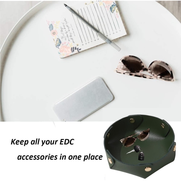 Valet Tray Desktop Oppbevaringsarrangør, Lær Watch Box Lommebok Mynt Endring Nøkkel Catchall Brett