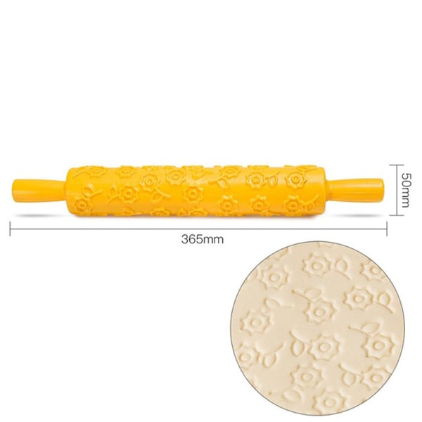 Plastic Non Stick Fondant Rolling Pin Tool Portable Embossed Rolling Pin Fondant Pastry Cake Decorating Tool