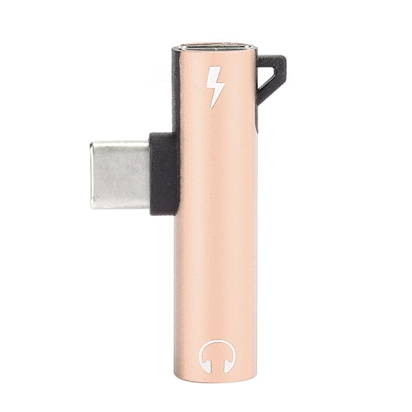 2 kpl 2-in-1 TypeC - 3,5 mm -ääniliitäntäkaapelilaturi, kuulokemikrofonijakaja, sovitin (kulta)