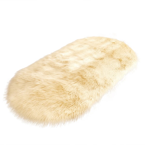 Premium Konstgjord Djurullsmatta, Elegant Beige, Underbart Mjuk 40 X 60 Cm, Året-Runt-Komfort För Sovrum Eller Vardagsrum, Allergivänlig Med