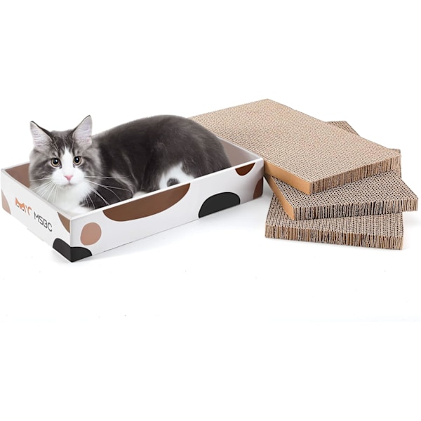 Kattklösbox, hälsosamt och miljövänligt material för hushåll med flera katter, hållbar och vändbar klösbräda med interaktivt hål