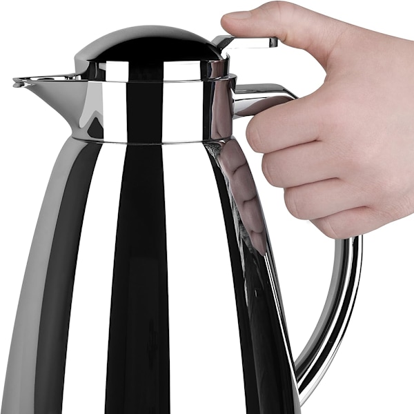 Ergonomisk termoskanna, rostfritt stål med dubbelväggskonstruktion och vakuumteknik för förbättrad temperaturkontroll, idealisk för kaffeälskare