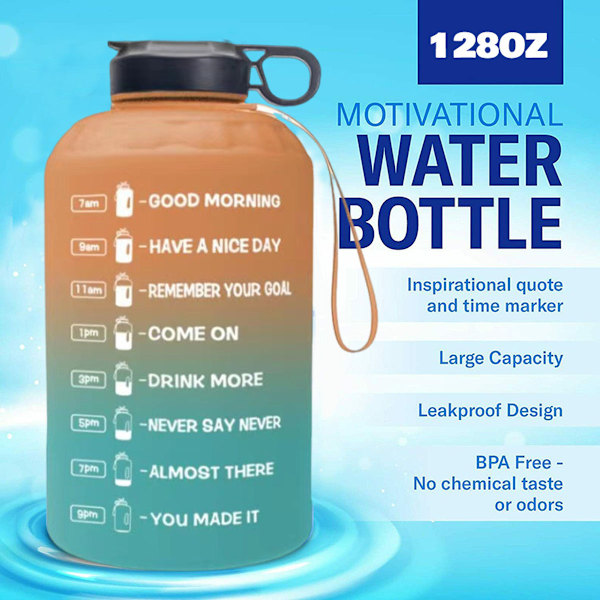 Daily Water Quest, Hydreringsmätare, Läcksäker Portabel Vattenflaska Med Motiverande Citat För Aktiva Individer, Bred Öppning För Enkel Rengöring