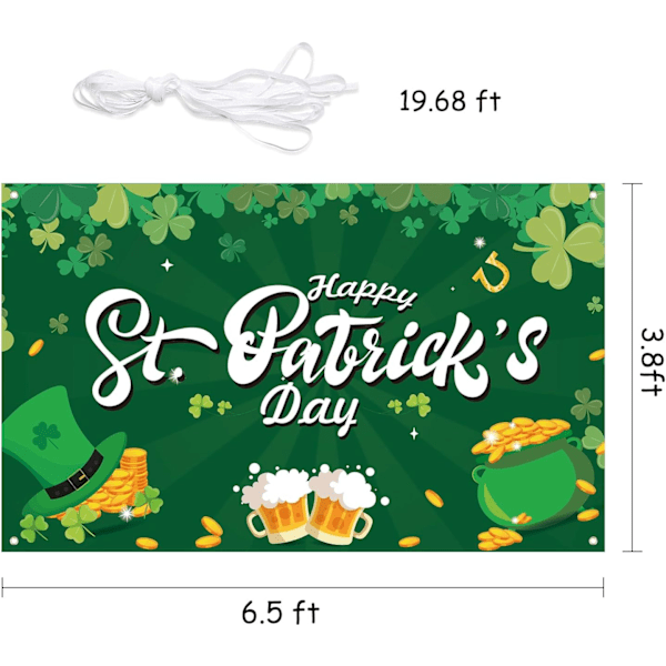 Utsökt bannerdesign för St. Patricks Day-dekorationer, slitstarkt lättviktsmaterial med shamrock irländska lyckoteman, polyestertyg vid 78
