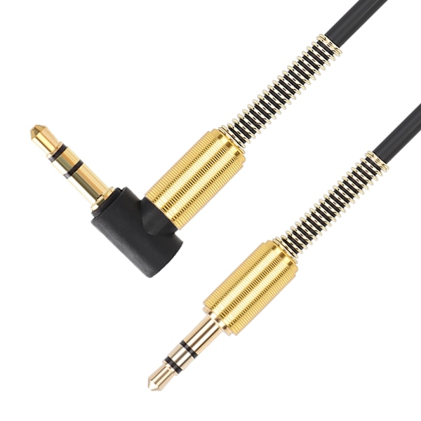 1m högkvalitativ 3,5 mm rak hane till 3,5 mm vinklad hane ljudkabel Aux-kabel (svart)